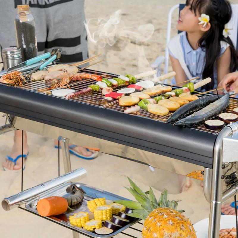 Coal Bbq Grill Outdoor Stainless Steel Korean Bbq Grill Mini Portable Outdoor Camping Bbq Grill