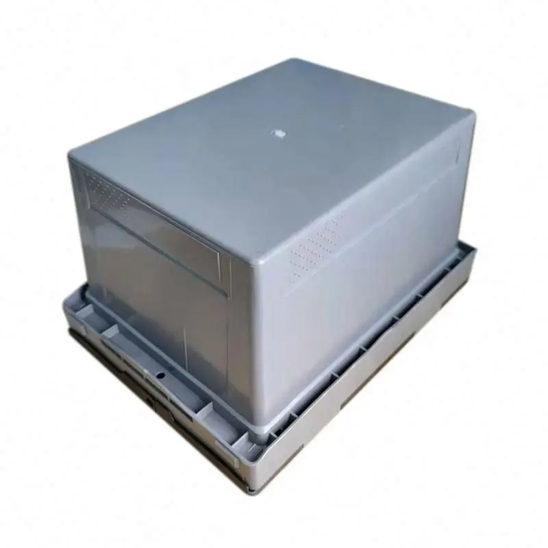 410*300*240 Wholesale cheap moving stackable tote logistics transport folding lid cover plastic crates for vegetables