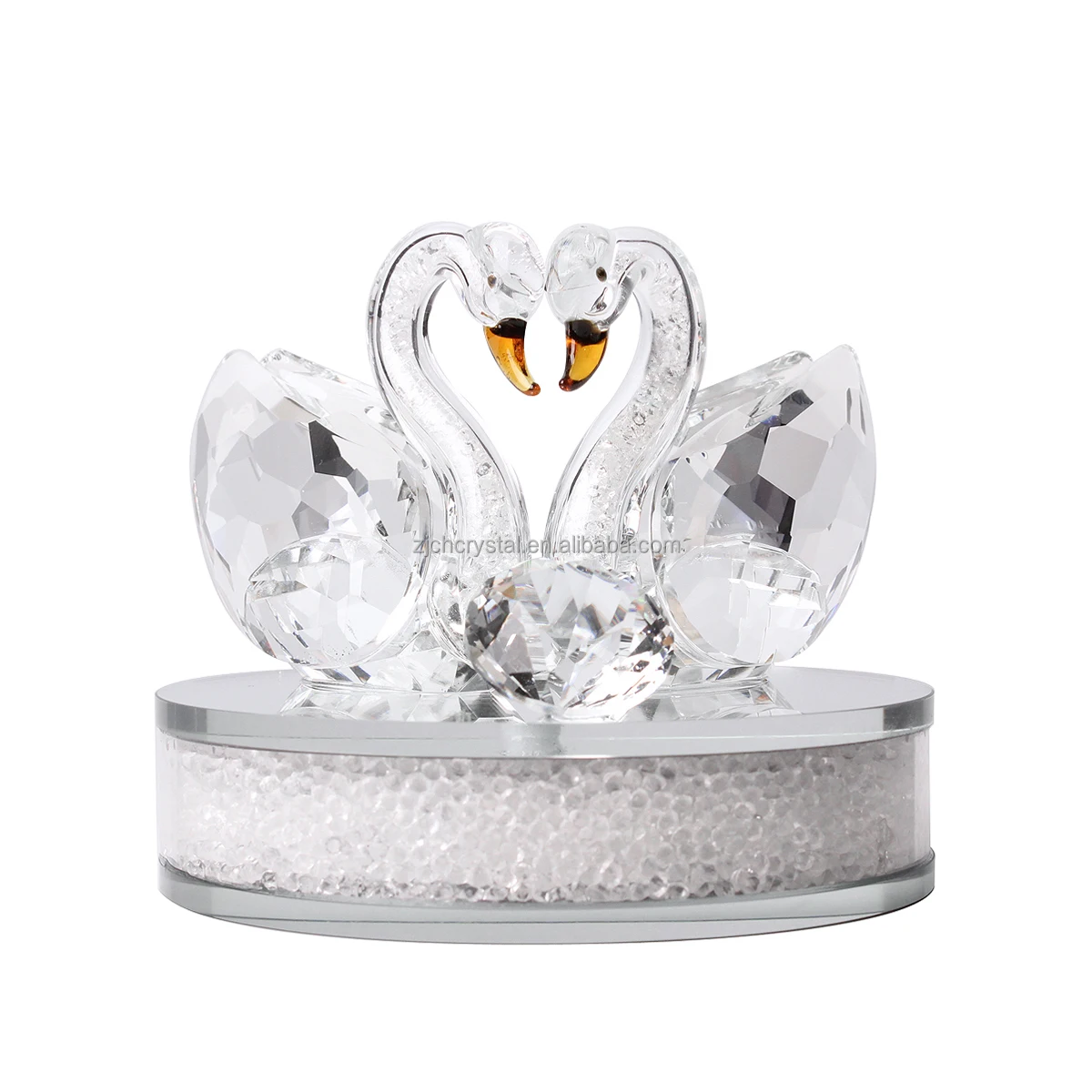 Pujiang factory Exquisite design clear crystal swan pair crystal animal souvenirs glass sculpture for wedding souvenir gifts