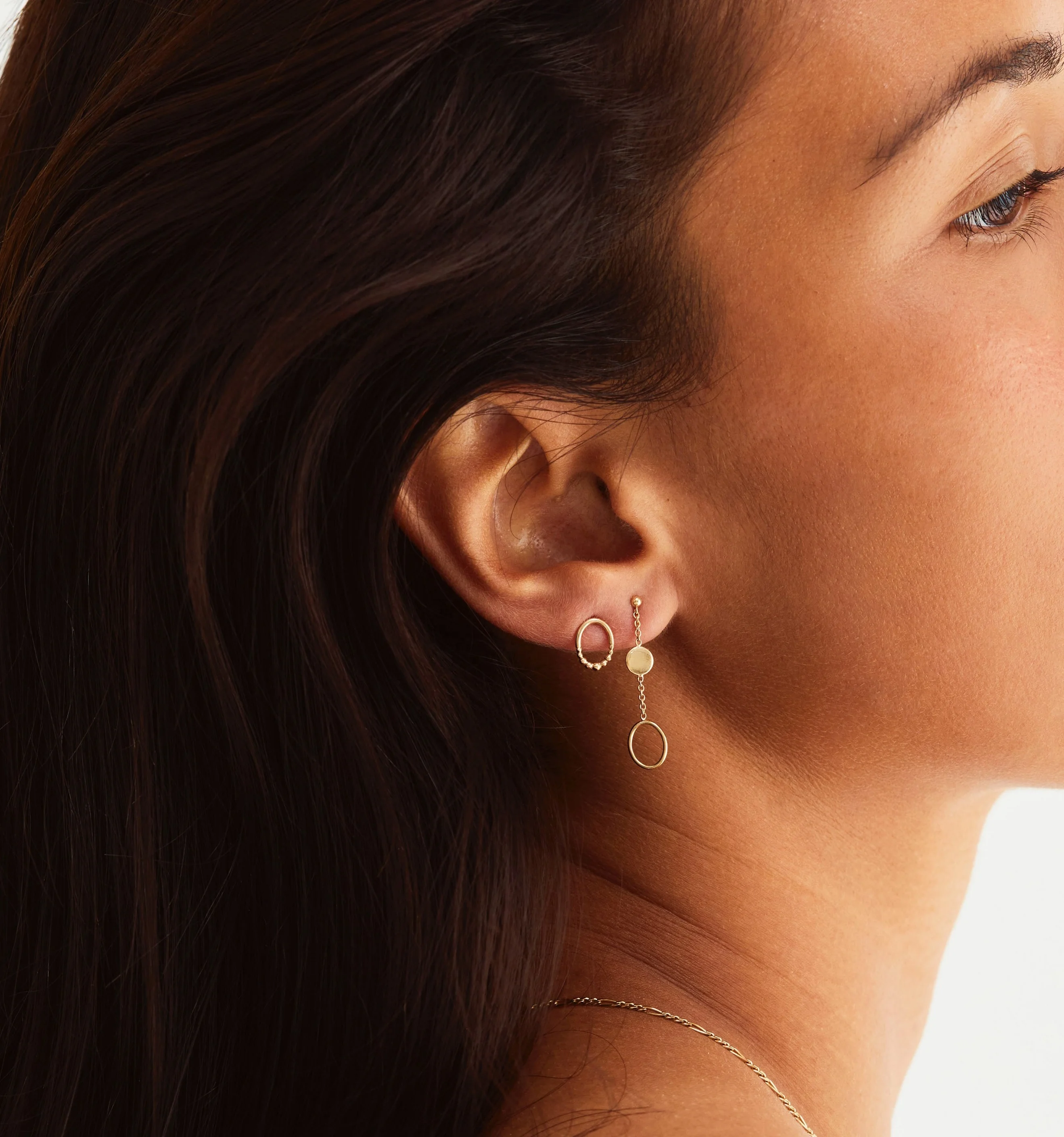 Milskye delicate jewelry 18k gold plated 925 sterling silver statement ornaments small beads discs signature oval wire earrings