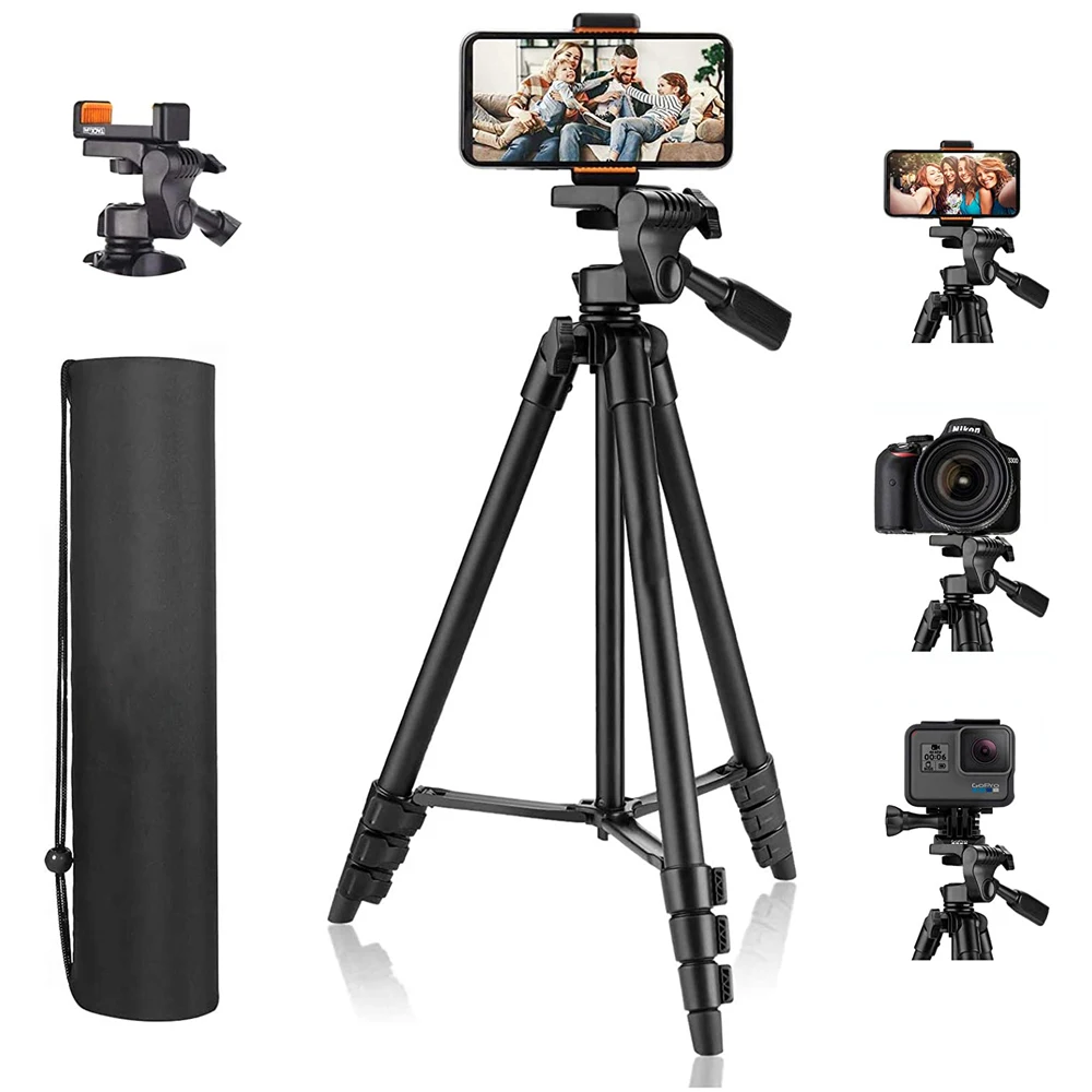 Junnx Hot 3120 professional camera cellphone tripod holder 130cm 55 inch stand with BT remote carry case phone clip