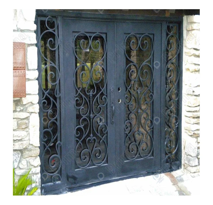 Prima Good Price Wrought Iron Door Metal French Exterior Front Doors for Villa