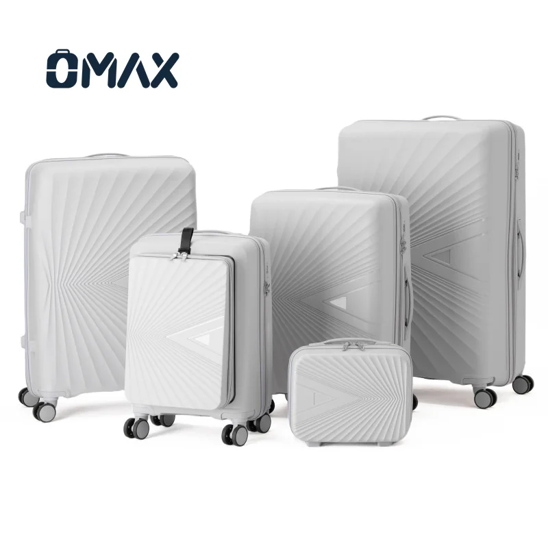 OMAX Ultra-Light 4-Piece Sets Large Capacity Boarding Wheel Luggage Case with PP Zipper Password Box Bag for Travel