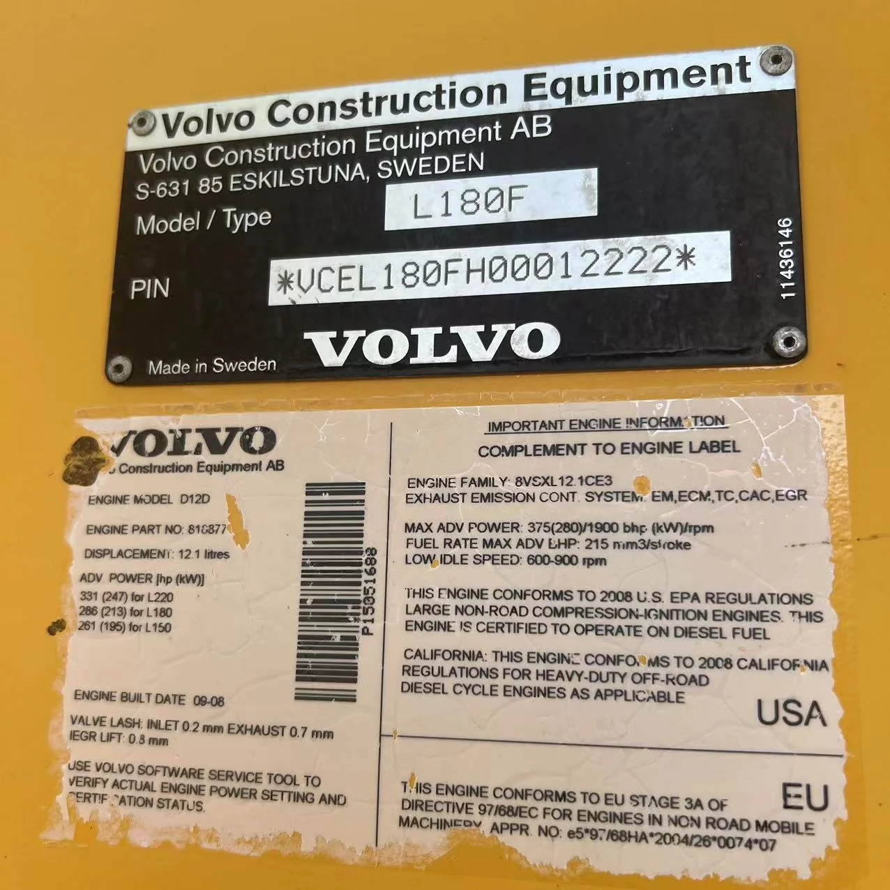 Sweden volvo l180f фронтальный погрузчик 6-тонный