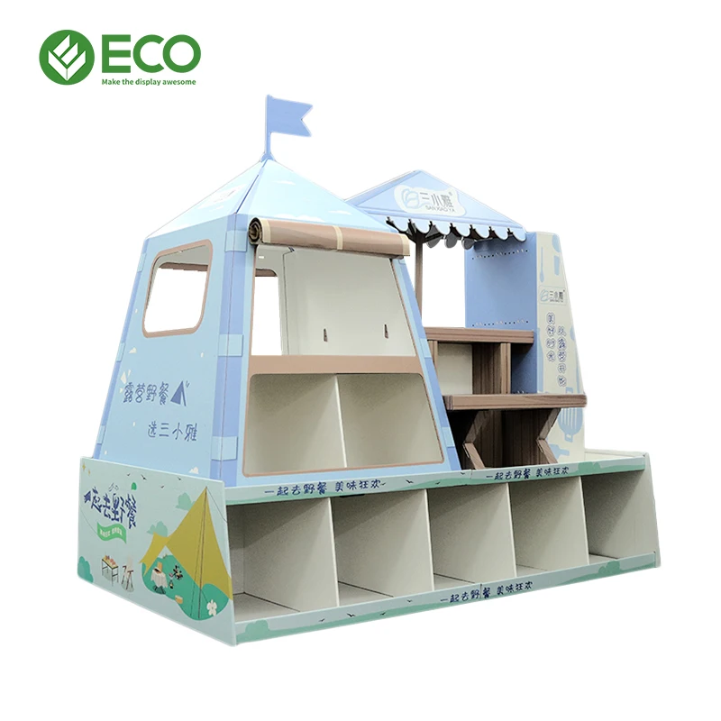 Custom Pallet Display Rack Promotional Carton Products Retail Store Cardboard Pallet Display Stand For Candy Cookies