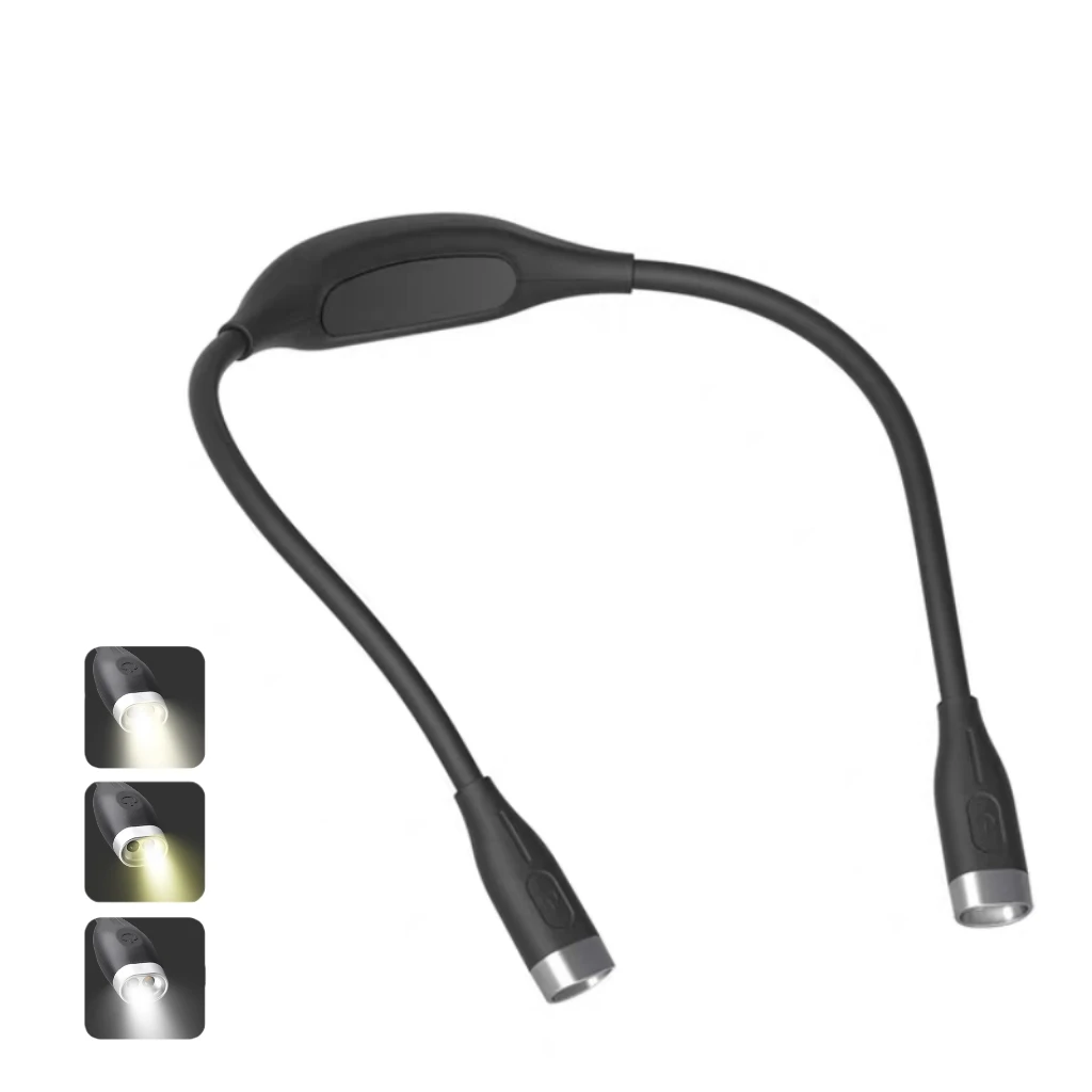 New USB-C Charging Neck Reading Lamp 3 Colors Side COB Brightness Universal Hose Adjustable Eye Book Light Outdoor Running Night
