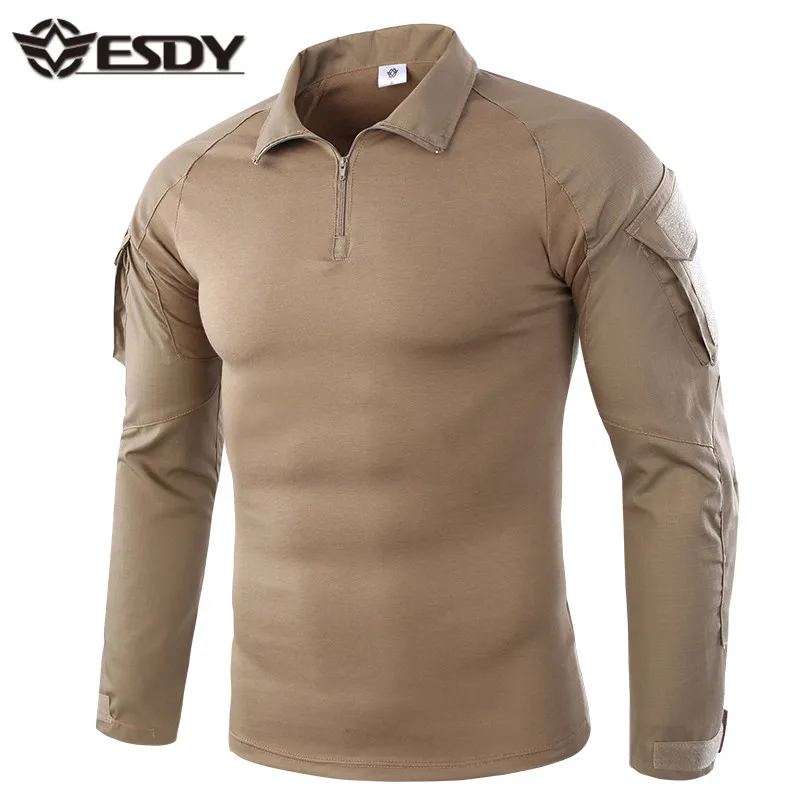 Khaki Outdoor Shirt Hunting Clothes Hiking Camping Tactical Shirt