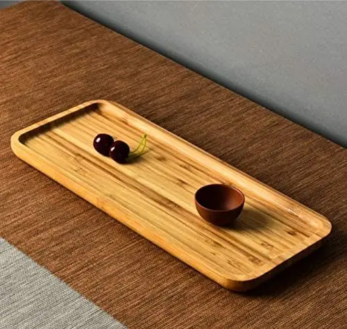 Bamboo Tray Food Plate Wood Cheese Board Steak Coffee Tea Nuts