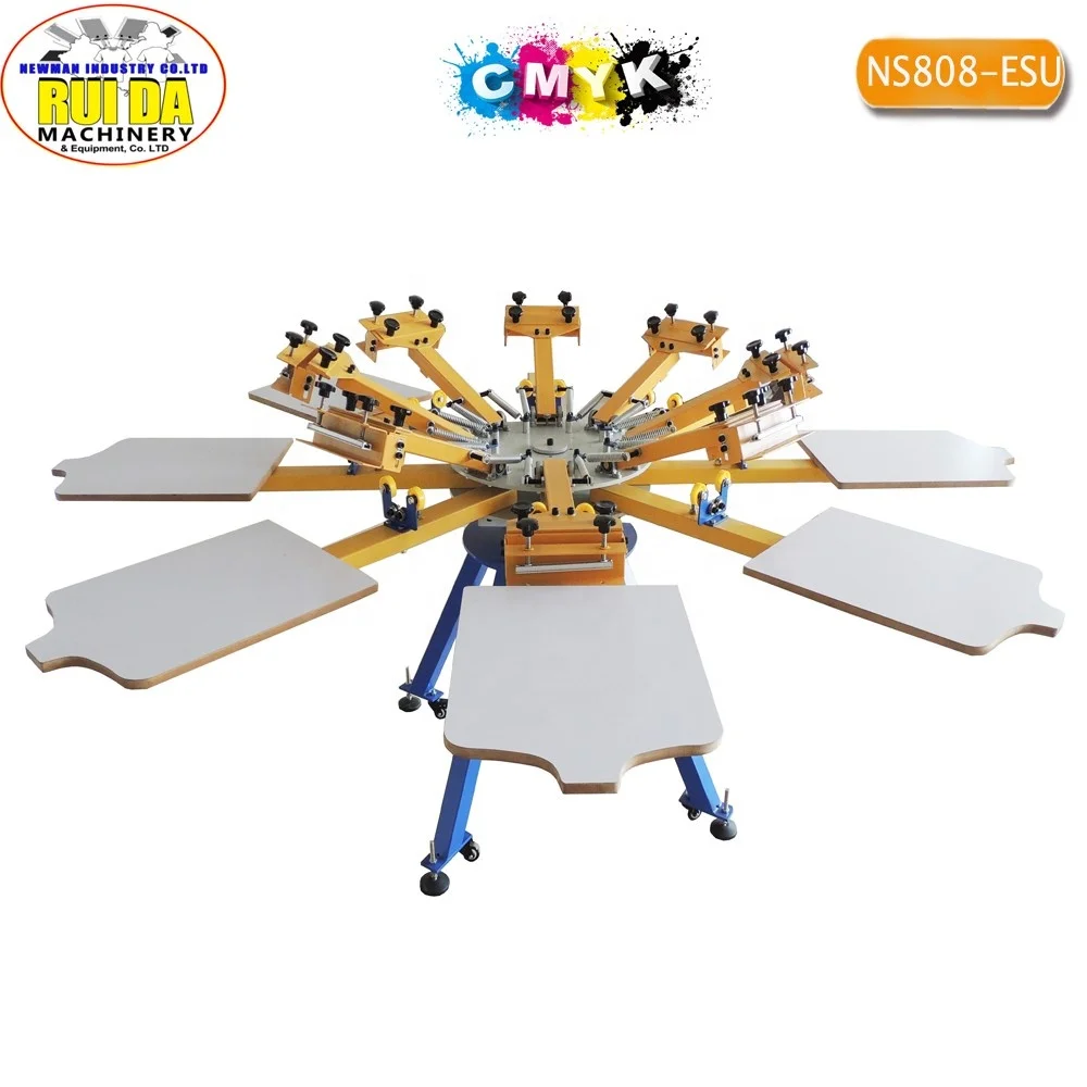Carousel T-shirt 8 color 8 station Manual silk screen printer offset printer full kits with flash dryer