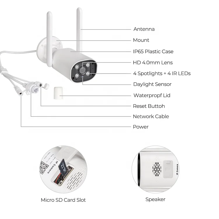 Smart Outdoor Wireless Wall 5MP OEM Wifi Bullet  CCTV Camera For Home High Quality  Full Color 2.4G 5G Dual Band IP Camera