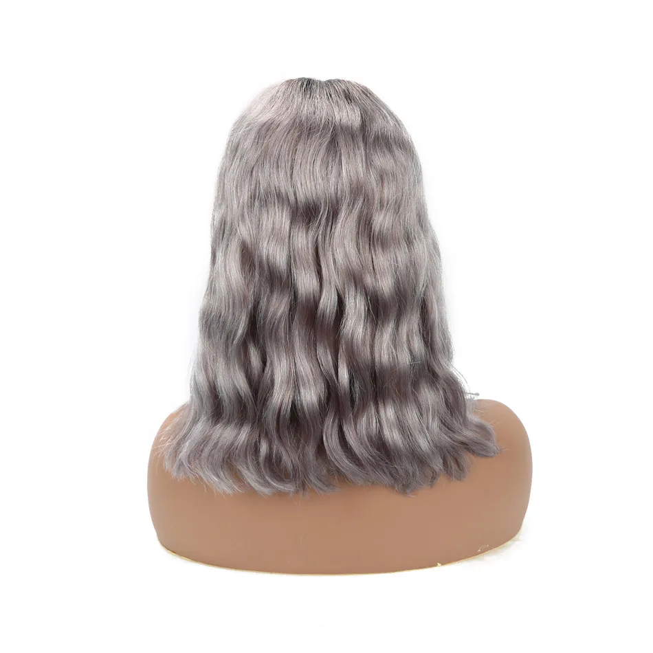 Парик HD с прозрачной кружевной передней частью естественная волна тела 1b/613 светлый розовый ярко-розовый неоновый фиолетовый серый короткие волосы эффектом омбре короткий