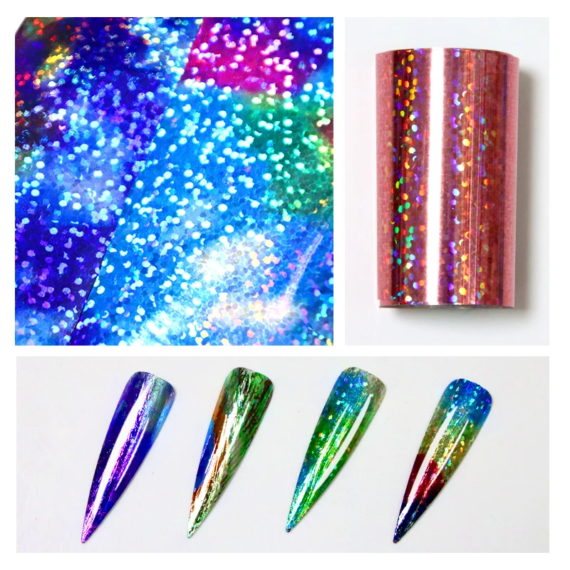 Colorful Halo Stained Night Sky Glass Nail Decal Sticker Dreamy Starry Sky Shining Brightly 3D Nail Decal