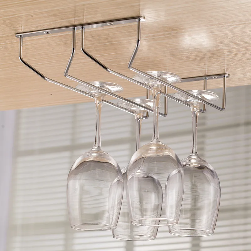 Hanging Stemware Wine Glass Holder Under Cabinet Glasses Storage Hanger