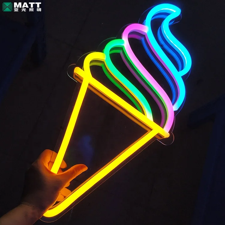 Led Neon Lights Ice Cream Neon Sign RGB Multi Dropshipping Custom Neon Sweet 12 25 Outdoor Advertising Sign 12V DC 2 Years