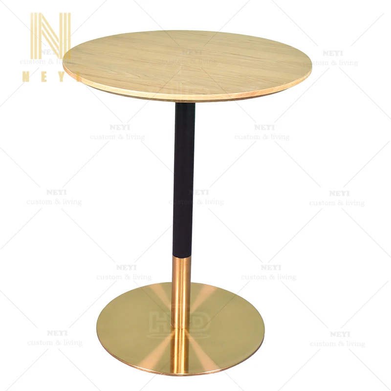 DT254 New top dining table with stainless steel round base