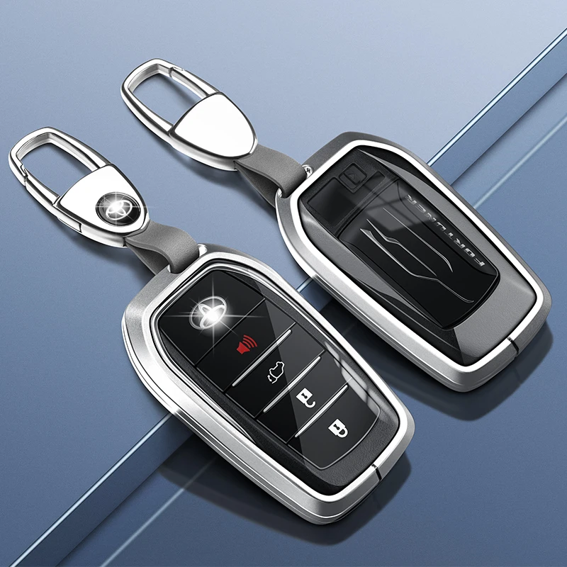 New Metal Leather Car Logo Key Cover For Toyota RAV4 Corolla Hilux Fortuner Land Cruiser 200 Camry Sienna Previa Accessories