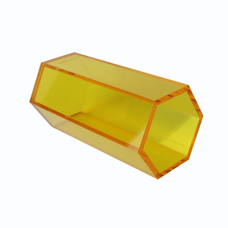 Factory custom wholesale hexagonal translucent yellow acrylic vase in home use