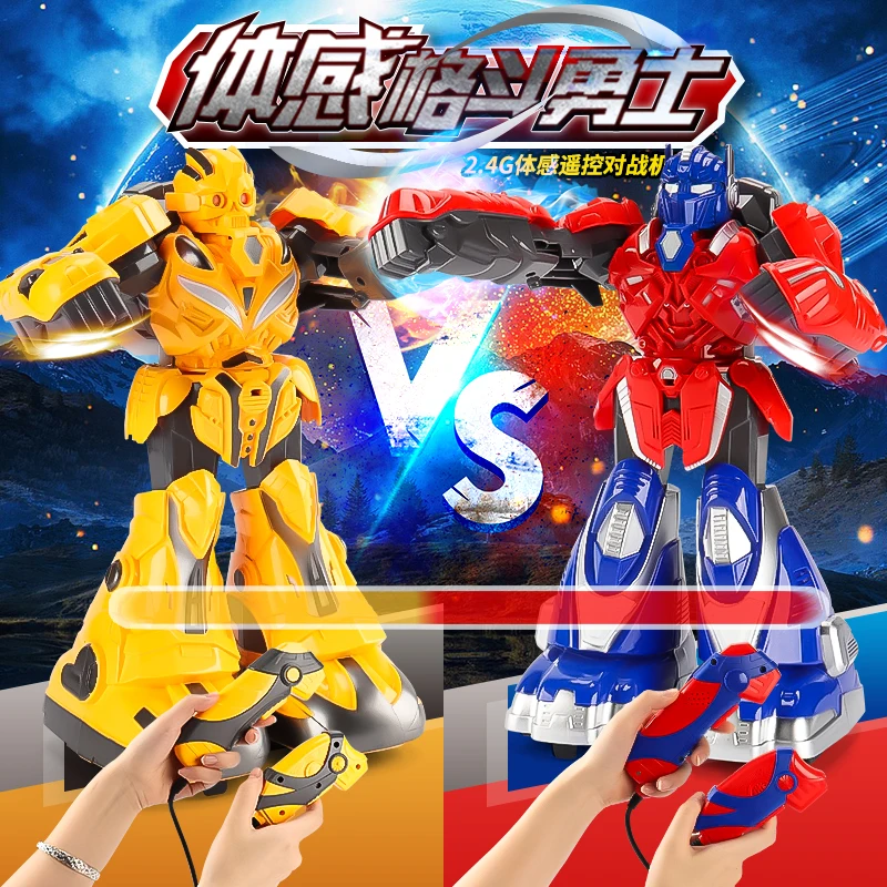 Radio controlled transform robot Car toy 2 4g gesture sensing transform robot Children cartoon light combat robot