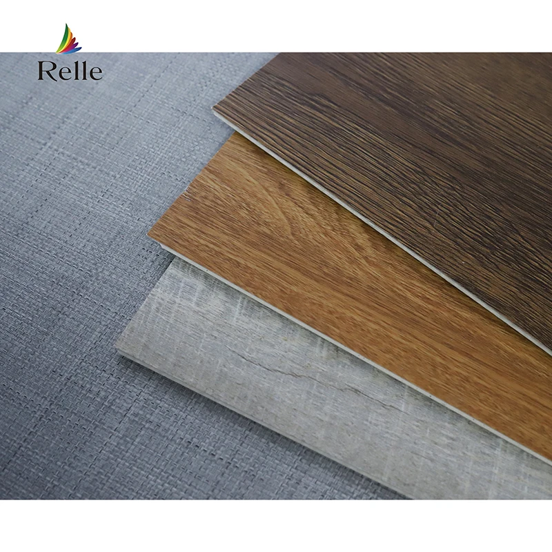 Relle home decoration anti-scratch embossed texture wood click lock spc vinyl plank flooring tiles for hotel