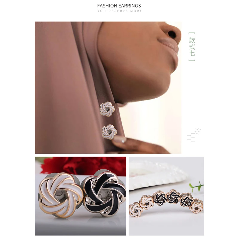 Good Price Headscarf Shawl Scarf Lady Muslim No-snag Hollow Out Hijab Magnet Pins Oem Odm Magnetic Hijab Pin Black White Magnet