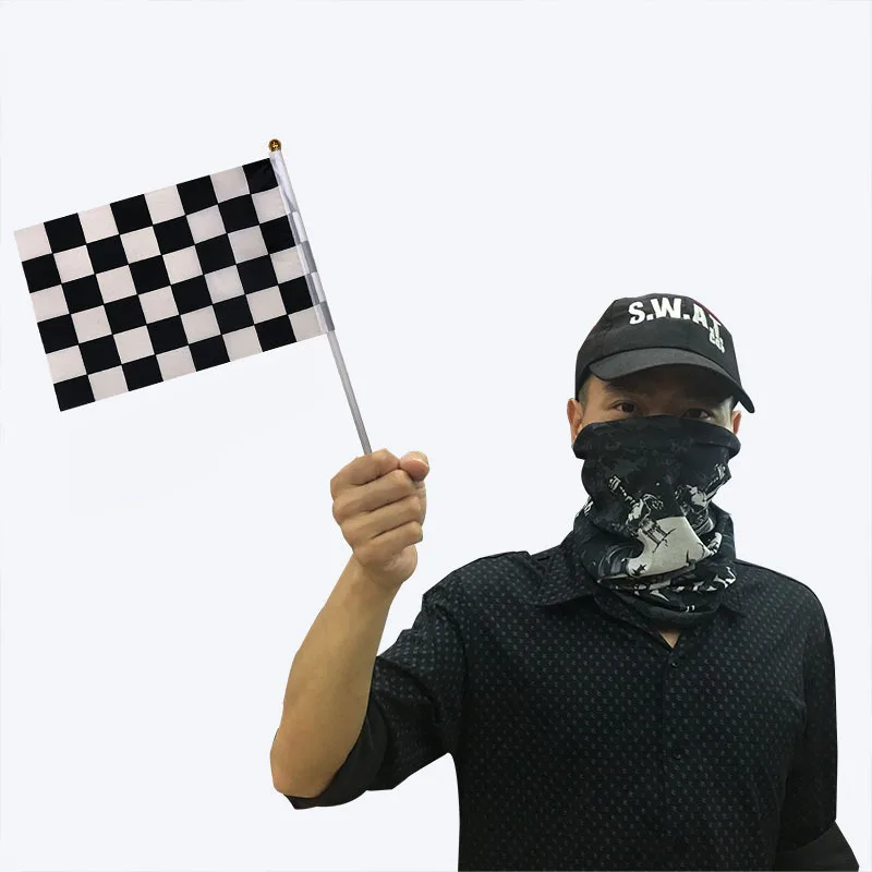 14 * 21cm Chunya textile printing racing flag black and white plaid racing car hand signal flag
