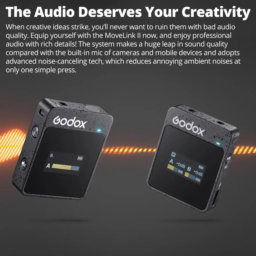 Godox MoveLink II M1 M2 2.4GHz Wireless Lavalier Omnidirectional Microphone Transmitter Receiver for Phone DSLR Camera Interview
