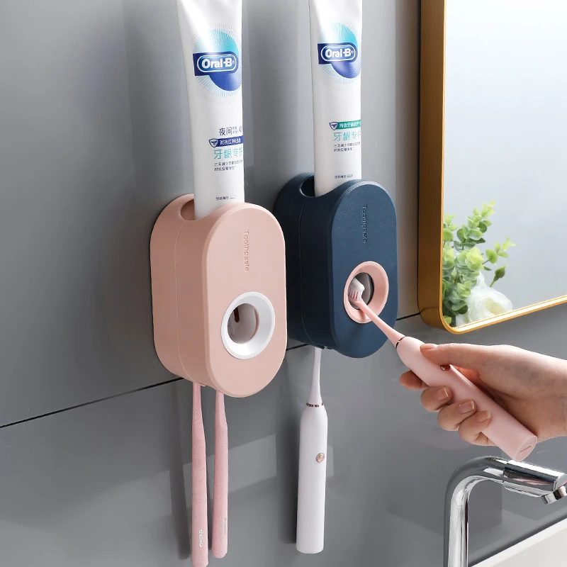 Toothbrush holder Automatic Toothpaste Squeezer Wall Mounted Hands Free Toothbrush holder for Kids and Family Washroom