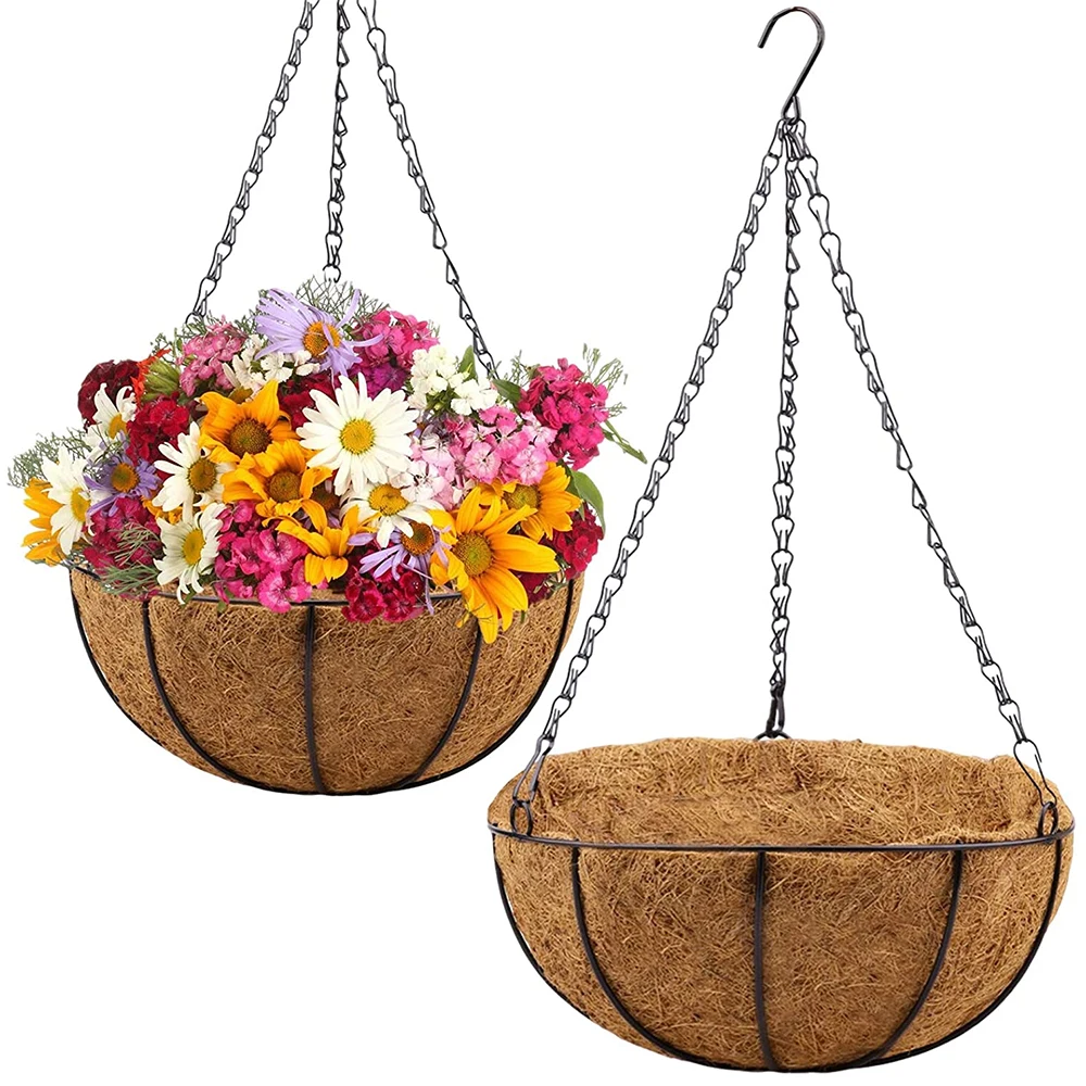 coco liner with wire hanging basket shaped coco liner metal wall basket