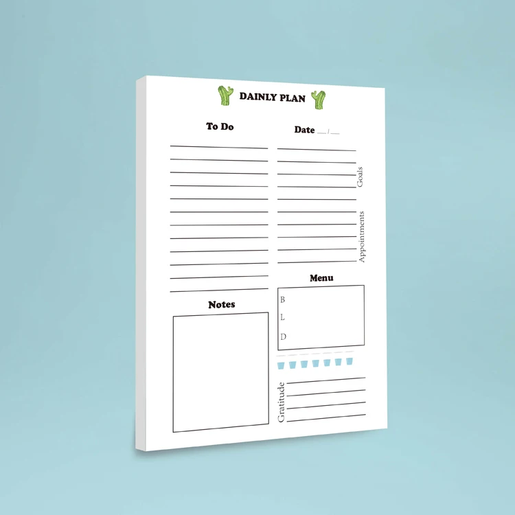 Wholesale Custom A5 Daily Notepad Planner Memo Pad Notes To Do List