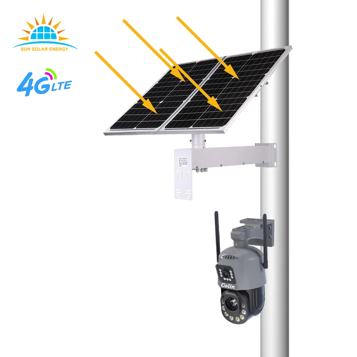 80W 40AH 444WH Solar  5MP 36X +4mm Dual Lens Surveillance PTZ 4G Security Camera Wireless Outdoor Solar Powered V380 Pro App
