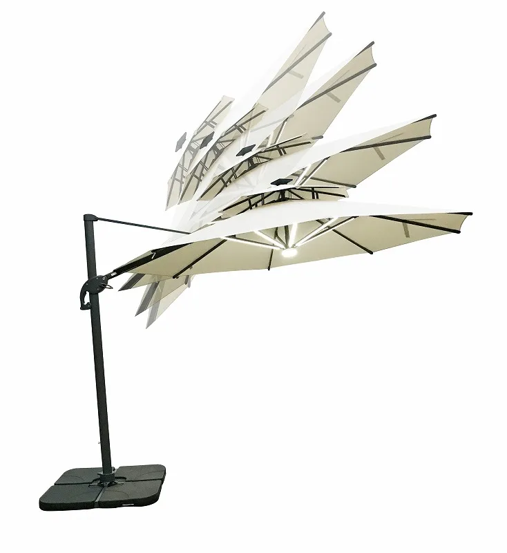 Оптовая продажа, диаметр 3 м, круглый светодиодный светильник, защита от солнца с регулируемым поворотным двойным верхом, Римский зонтик