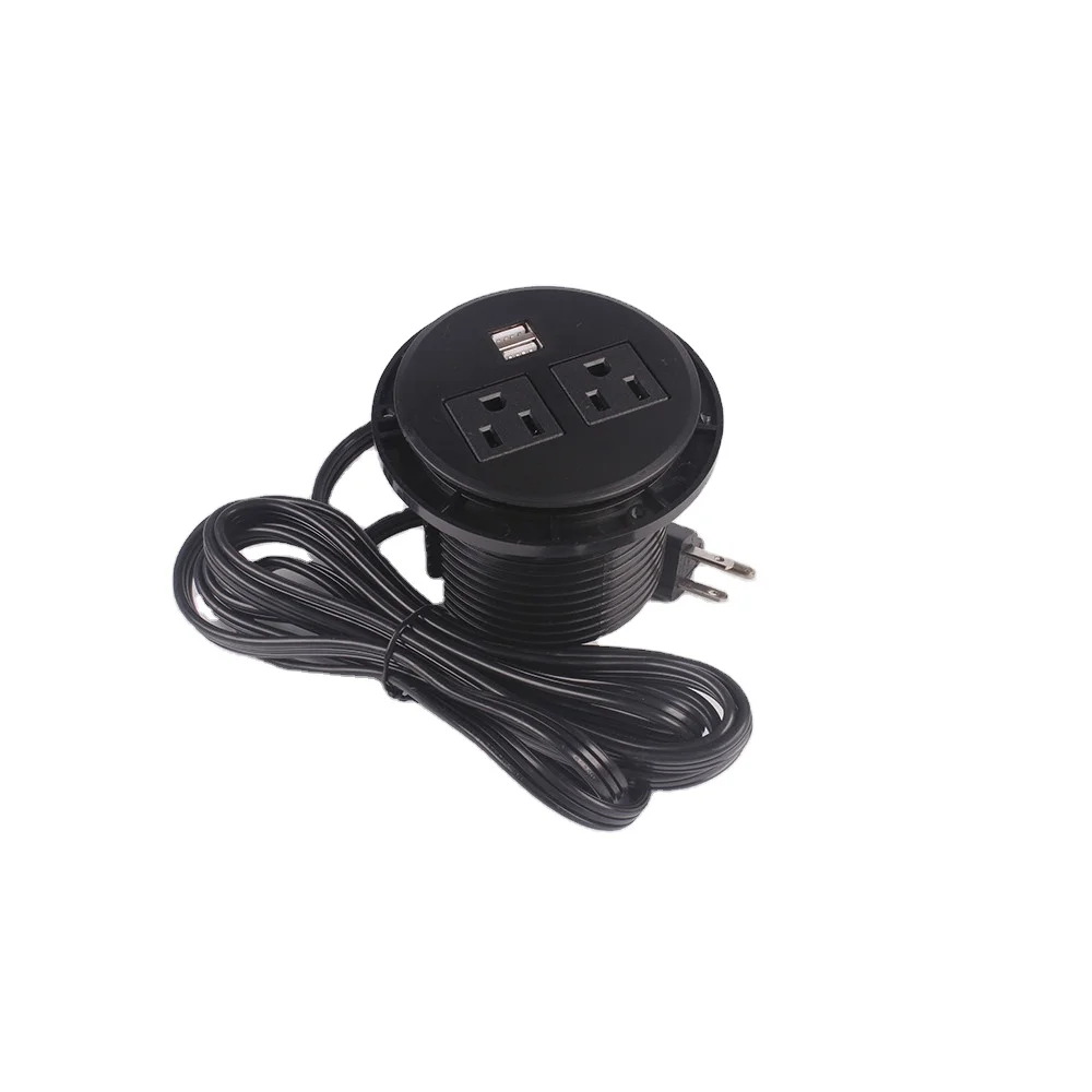 American furniture embedded round desktop power grommet 2Ac socket and 2-usb charger interface