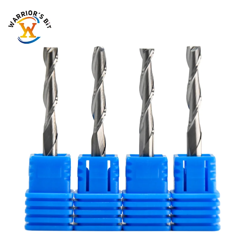 Solid Carbide CNC Router Bits 6mm Shank Two Flutes Spiral End Mill for Wood Tin Coating 55 HRc Good Quality at an Price
