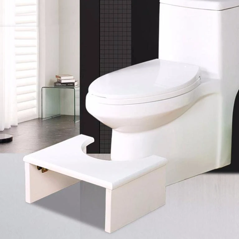Foldable Bamboo Squatting Toilet Stool Bed Foot Stool White