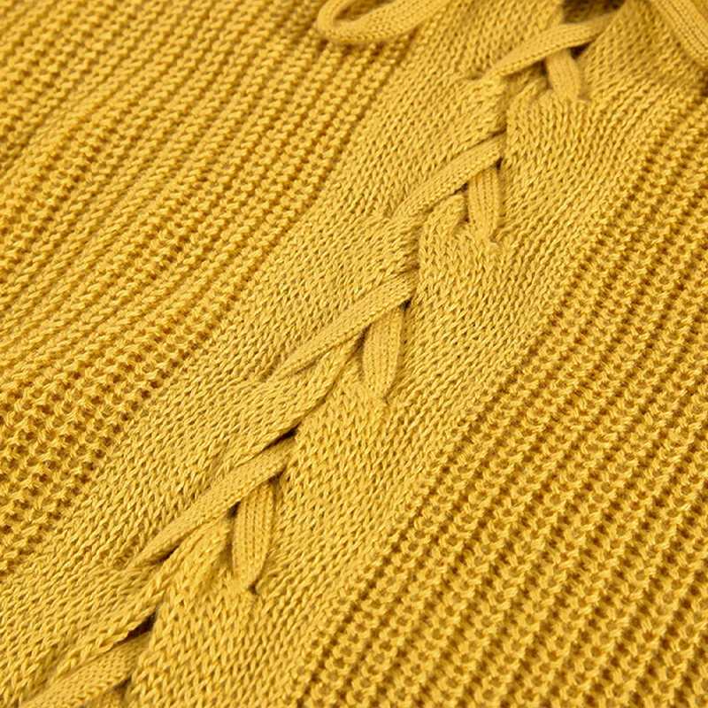 Скидка 2022, Новое поступление, Женский вязаный свитер на завязках с V-образным вырезом