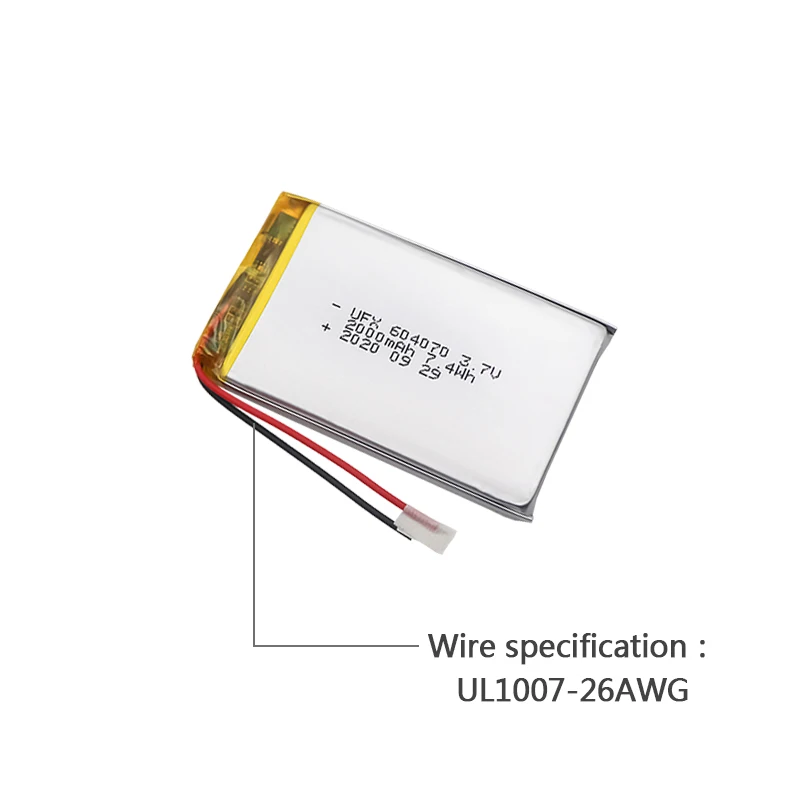 China Best Lithium-ion Polymer Cell Manufacturer Hot Selling High Quality Ordering Machine Battery UFX 604070 2000mAh 3.7V