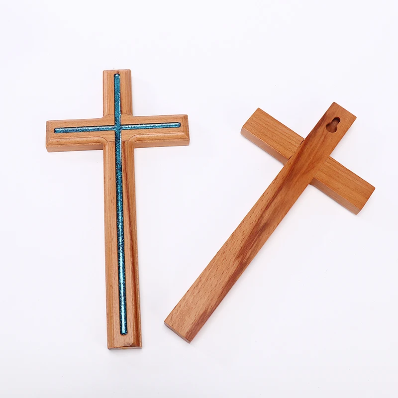 Customized Personalise Decorative  Christian Hanging Wooden Wall Cross Crucifix Roman Catholic For Home
