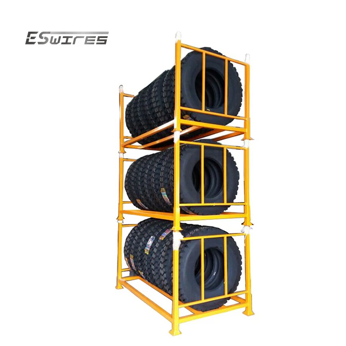 Good Quality Warehouse Stack 4-6 High Heavy Duty Folding Metal Steel Post Pallet Tyre Stacking Racks