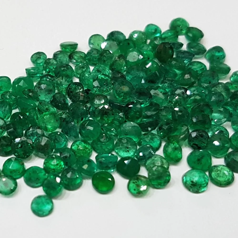 Round Emeralds Natural Gemstone 2.8-3.1mm Dark Green Brazil Origin Transparent