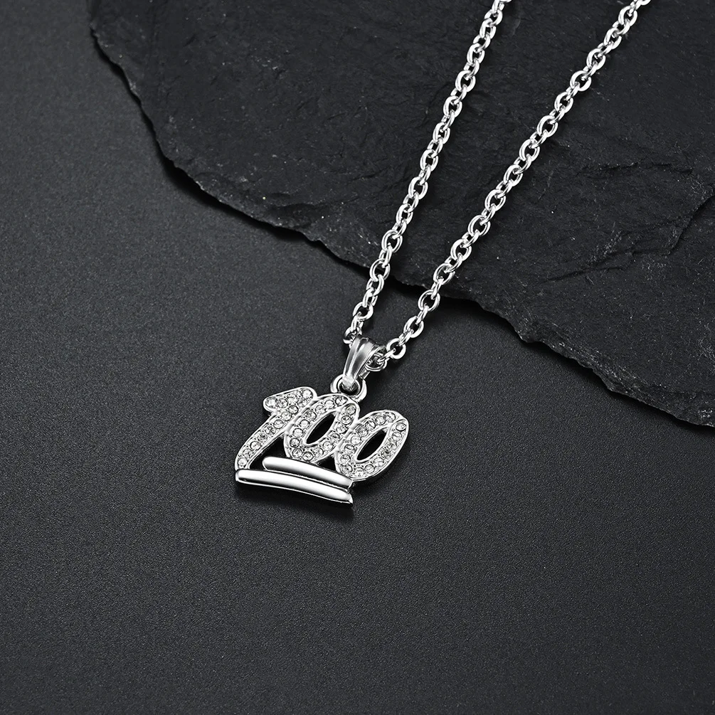 Trendy Jewelry for Teens 100 Number Charm Necklace Iced Out Custom Diamond Hip Hop Jewelry Pendant