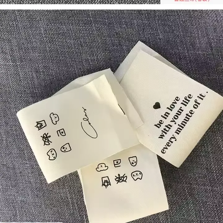 OEM/ODM Custom Logo Cotton Woven Polyester Fabric Custom Barcode Printing Washing Label For Baby Clothing