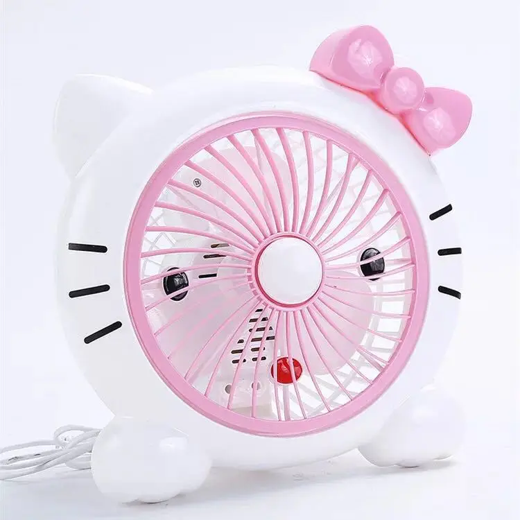 Маленький мультяшный Настольный кулер Hello Kitty 220 В вентилятор шестеренка пластиковая коробка 7 дюймов портативные маленькие электрические настольные вентиляторы