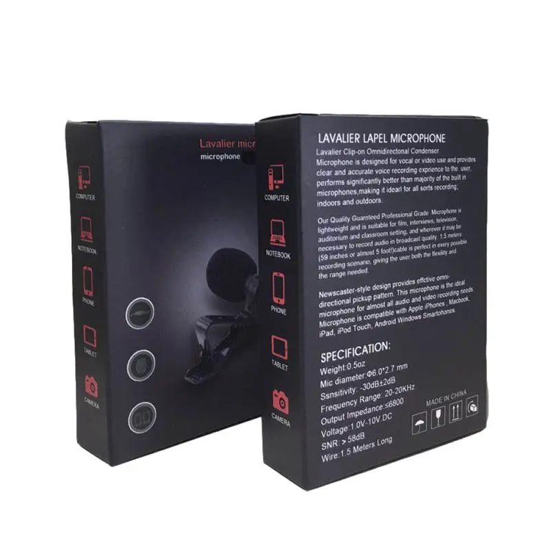 Петличный микрофон с отворотом зажимом 3 5 мм разъем мини проводной конденсаторный для смартфонов