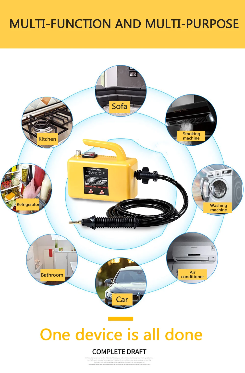 Household Portable Handheld High Pressure 2600W Steam Cleaner 3.5Bar Machine for Cleaning Kitchen Bathroom Grout Tile