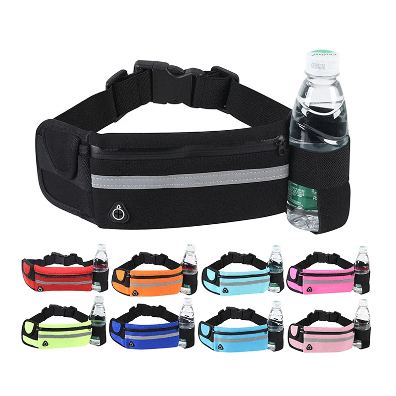Women men outdoor sports waterproof fanny pack water bottle holder running belts pouch waist bags