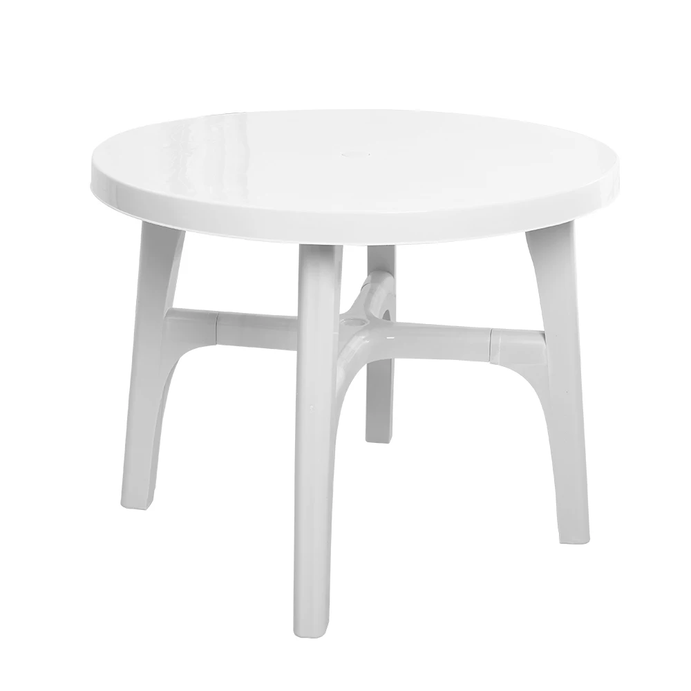Наружный сад белый пластиковый круглый стол с отверстием для зонта