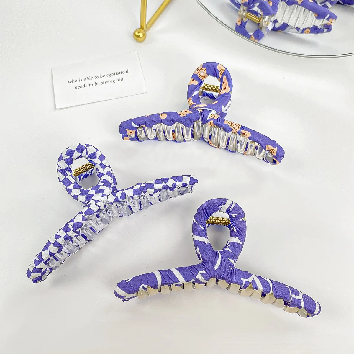 Sweet Purple Hair Clip Fashion Hair Shark Clip Checker Hair Accessories Wholesale