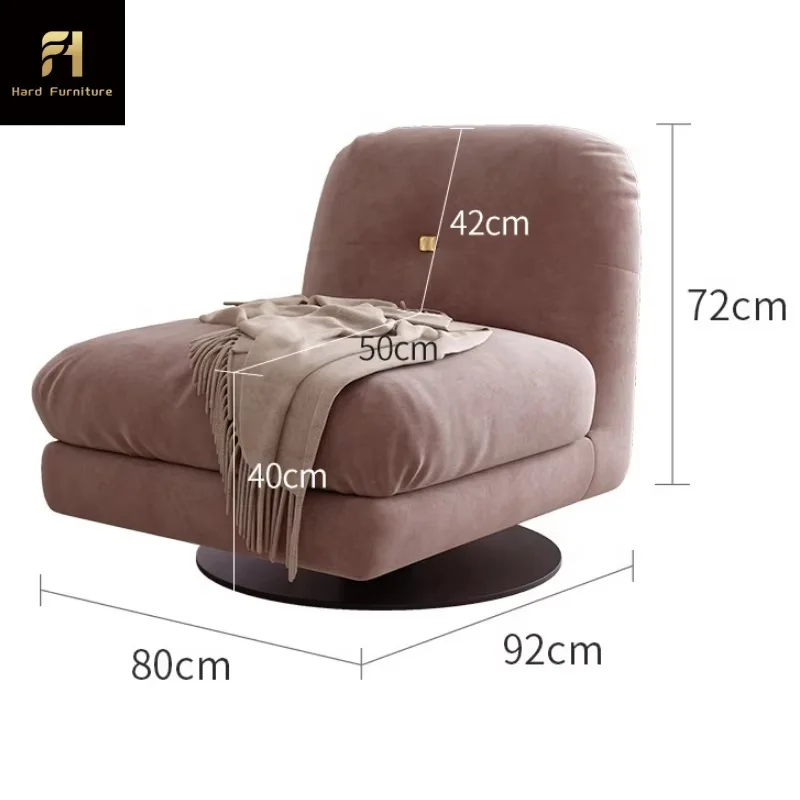 Italy Luxury Rotatable Velvet Deep Seat Comfortable Chair Fabric Corner Single Living Room Sofa Chair
