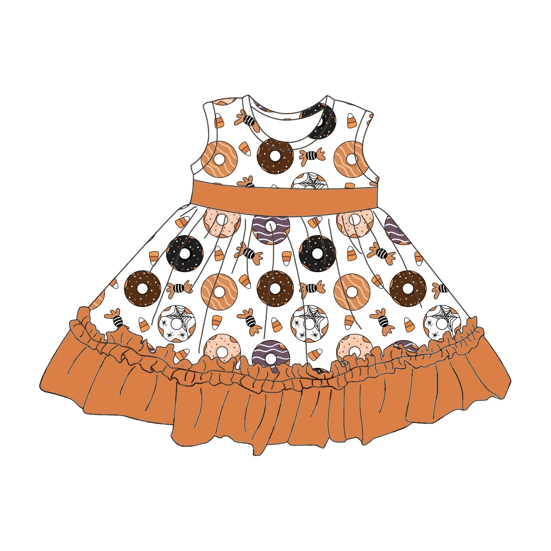 2023 Summer Kids Dress Girl Sleeveless Dress Round Neck Princess Dress Print Cartoon 3D Straight Knitting Children Girls Support