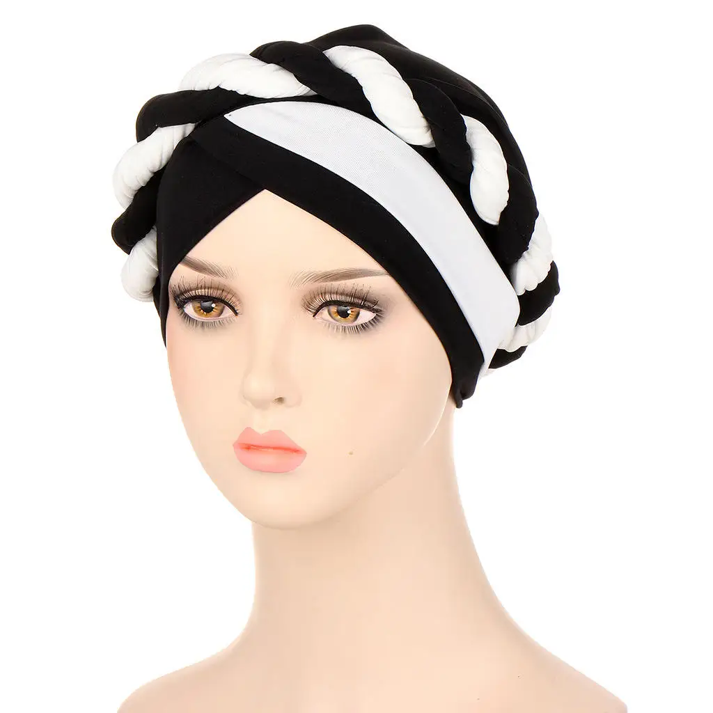 Yomo 2024 Muslim Europe and America monochrome single braid hat milk silk Indian hat